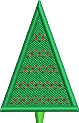 Modern Christmas tree in green outline with textured green and red patterns, perfect for festive decor.