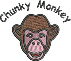 Playful monkey face in brown and pink with 'Chunky Monkey' text, perfect for children's decor.
