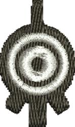 Circular emblem featuring a central dot with concentric circles in a modern black and white design.