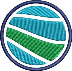Abstract geometric design featuring circular waves in vibrant blue and green, modern minimalistic style.