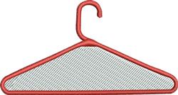 Clothes hanger with a red outline and grey interior, featuring a smooth, minimalist design perfect for modern decor.