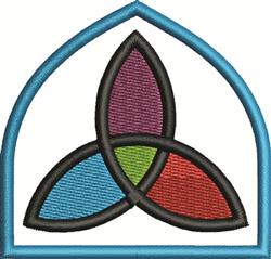 beginner-friendly knot machine embroidery pattern - Colored Knot for Team Patches