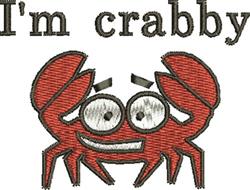 Cartoon red crab with big glasses and cheerful expression, featuring 'I’m crabby' text, perfect for humorous décor.