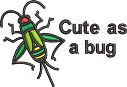 Colorful bug with a green body and red head saying 'Cute as a bug' in playful font, perfect for casual projects.