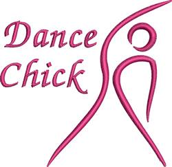 Stylized dancer figure in dynamic pose with pink color scheme and flowing lines, featuring 'Dance Chick' text.