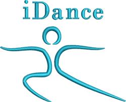 Stylized dancer in vibrant blue outline with 'iDance' text, modern design for performance accessories.