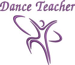 Stylized dancing figure in dynamic pose with elegant purple outline, featuring 'Dance Teacher' text above.