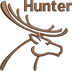 Stylized deer head silhouette with curved antlers and 'Hunter' text, perfect for outdoor enthusiasts during hunting season.