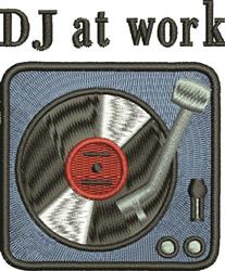detailed work machine embroidery pattern - DJ At Work perfect for kitchen tea towels