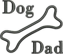Modern gray dog bone with bold stitched 'Dog' and 'Dad' text, perfect for playful embroidery projects.