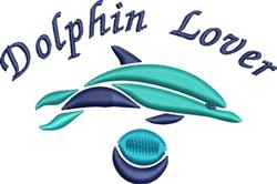 Playful dolphin in teal and navy leaps above 'Dolphin Lover' text, with a circular element providing balance.