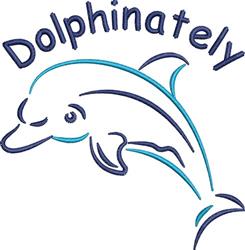 Playful dolphin in blue and gray hues, with 'Dolphinately' text above, features a cheerful cartoon style.