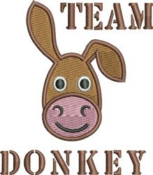 Cartoonish donkey head with large eyes and a smile, featuring 'TEAM DONKEY' in bold letters