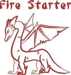 Playful dragon design with red-outlined wings and detailed scales, featuring bold 'Fire Starter' text.