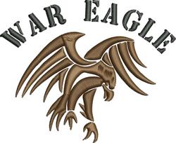 Bold eagle in an aggressive pose with sleek lines and earthy browns, featuring 'WAR EAGLE' text above.