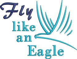 Modern eagle wing silhouette in blue and teal, featuring the inspirational text 'Fly like an Eagle'.