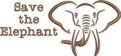 Stylized elephant head outline in earthy brown tones with 'Save the Elephant' text, showcasing modern conservation.