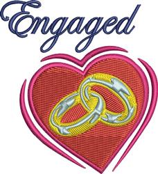 Engaged Rings - 4x4 heart detailed machine embroidery design for wedding decorations