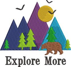 Explore More - 4x4 bear detailed machine embroidery design for reusable tote bags
