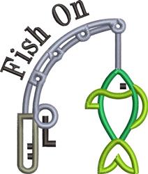 beginner-friendly fish machine embroidery pattern - Fish On for decorative pillow covers