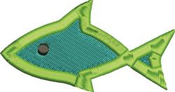 Playful fish with a vibrant blue body, bright green outline, and charming black eye for a fun accent.