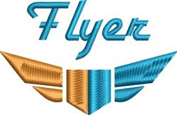 Modern text 'Flyer' with bold wings in vibrant orange and blue, showcasing a dynamic sports theme.