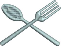 Fork And Spoon - 4x4 spoon quick stitch embroidery design for kitchen tea towels