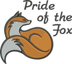 Playful fox in a curled pose with orange body and white belly, accompanied by 'Pride of the Fox' text.