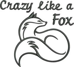 Playful fox silhouette with a flowing tail and 'Crazy like a Fox' text in black and white, ideal for home decor.