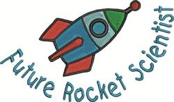 Playful rocket design in vibrant green, blue, and red with charming 'Future Rocket Scientist' text, perfect for kids.
