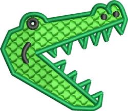 Playful crocodile head in vibrant green with sharp teeth and expressive eyes, perfect for embroidery.