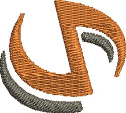 Geometric design featuring an orange shape and grey curves, ideal for quilting projects.