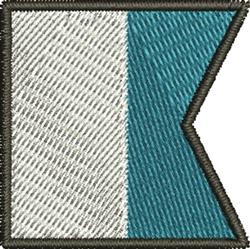 Geometric shape in teal and white gradient, outlined in dark. Minimalistic design for modern decor.