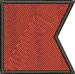 Geometric shape in bold red with a sleek black outline, showcasing a modern minimalist design.