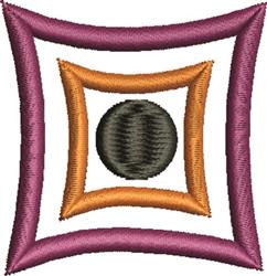 Geometric shape design featuring a circular element in a square frame with purple, orange, and black colors, ideal for modern