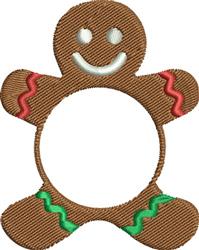 Gingerbread Monogram Frame - 4x4 gingerbread man beginner-friendly embroidery design for decorative pillow covers