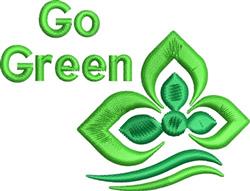 Bold green text 'Go Green' with stylized leaf motif, modern design for environmental awareness projects.