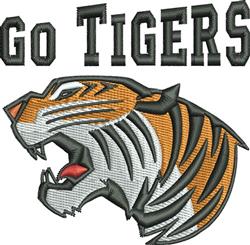 tiger detailed machine digital embroidery - Go Tigers perfect for Fan Apparel