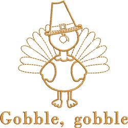 beginner-friendly bird machine embroidery pattern - Gobble Gobble for kitchen tea towels