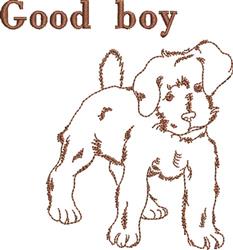 puppy dog beginner-friendly machine embroidery - Good Boy for reusable tote bags