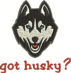 puppy dog detailed machine digital embroidery - Got Husky? perfect for kitchen aprons