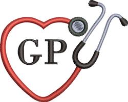 GP Stethoscope - 4x4 stethoscope quick stitch embroidery design for medical scrubs