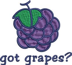 Playful grape cluster with vibrant purple grapes, green leaf, and whimsical 'got grapes?' text.