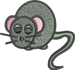 Cartoon gray mouse with pink ears and a long tail in playful style, perfect for children's designs.