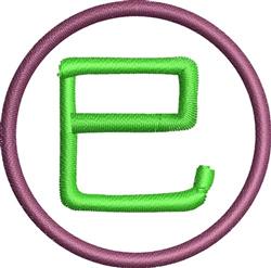 Playful green letter E outlined in a vibrant pink circle, showcasing modern and simple design elements.