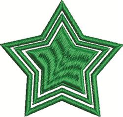 Green star with layered stitching features a textured look and bold white outline.