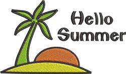 Hello Summer - 5x7 tree beginner-friendly machine embroidery design for Beach Towels