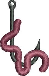 Hook and Worm - 4x4 worm quick stitch machine embroidery design for kitchen aprons