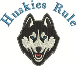 Huskies Rule - 5x7 puppy dog detailed machine embroidery design for reusable tote bags