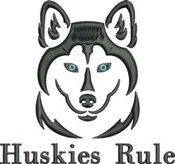 beginner-friendly puppy dog machine embroidery pattern - Huskies Rule for kitchen tea towels